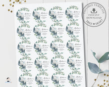Load image into Gallery viewer, Cute Sleeping Baby Elephant Greenery Round 2 Inches Labels EDITABLE TEMPLATE - Digital Printable Files - Instant Download - EP10