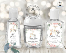 Load image into Gallery viewer, Woodland Animals Blush Floral Greenery Hand Sanitizer Lotion Labels Editable Template - Instant Download - Digital Printable File - WG10