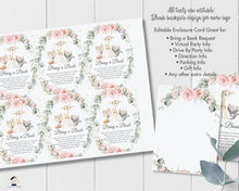 Load image into Gallery viewer, Woodland Animals Blush Floral Greenery Extra Details Insert Editable Template - Digital Printable File - Instant Download - WG10