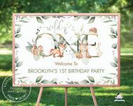 Chic Woodland Greenery 1st Birthday Wild One Welcome Sign 24