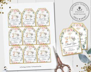 Chic Floral Greenery Woodland Thank You Favor Tags Editable Template - Digital Printable File - Instant Download - WG10