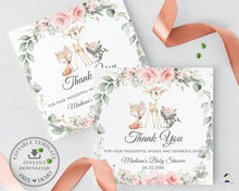 Load image into Gallery viewer, Chic Soft Pink Floral Greenery Woodland Animals Favor Gift Tags Editable Template - Digital Printable File - Instant Download - WG10