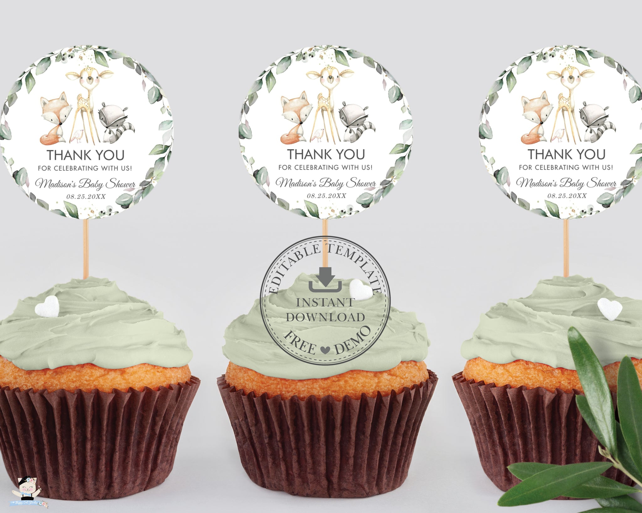 Rustic Greenery Woodland 2 Inches Round Circle Label Editable Template ...