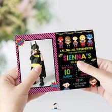 Load image into Gallery viewer, Superhero Girl Birthday Party Photo Invitation - Editable Template - Digital Printable File - Instant Download - HP1