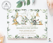 Load image into Gallery viewer, Adorable Australian Animals Greenery 1st Birthday One Invitation Editable Template - Digital Printable File - Instant Download - AU5