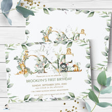 Load image into Gallery viewer, Adorable Australian Animals Greenery 1st Birthday One Invitation Editable Template - Digital Printable File - Instant Download - AU5