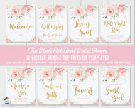 Chic Blush Floral Bridal Shower Signage Value Bundle Decor Editable Templates - Digital Printable Files - Instant Download - PK5