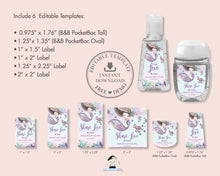 Load image into Gallery viewer, Whimsical Mermaid PocketBac Hand Sanitizer Lotion Labels Editable Template - Digital Printable File - Instant Download - MT2