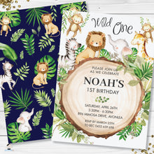 Load image into Gallery viewer, Jungle Animals Rustic Greenery Invitation Birthday Party Editable Template - Digital Printable File - Instant Download - JA1