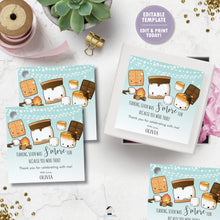 Load image into Gallery viewer, Cute Kawaii S&#39;mores Camping Bonfire Birthday Thank You Favor Tags Editable Template - Digital Printable File - Instant Download - KW1