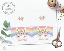 Load image into Gallery viewer, Cute Princess Bunny Rabbit Tent Style Thank You Card - Instant Download Digital Printable File - CB5