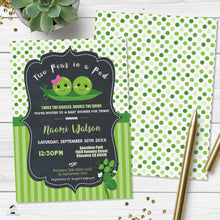 Load image into Gallery viewer, Cute Two Peas in a Pod Twins Boy Girl Baby Shower Invitation Editable Template - Digital Printable File - Instant Download - PB1