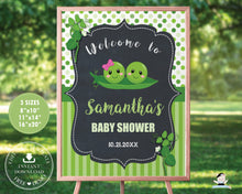 Load image into Gallery viewer, Two Peas in a Pod Twins Girl Boy Baby Shower Welcome Sign Editable Template - Instant Download - Digital Printable File - PB1