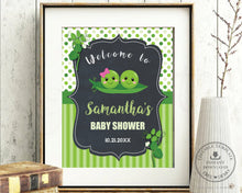 Load image into Gallery viewer, Two Peas in a Pod Twins Girl Boy Baby Shower Welcome Sign Editable Template - Instant Download - Digital Printable File - PB1