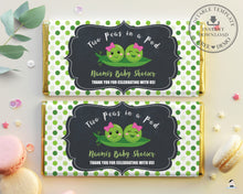 Load image into Gallery viewer, Cute Two Peas in a Pod Twins Baby Girls Chocolate Bar Wrapper Aldi Hershey&#39;s - Editable Templates - Digital Printable Files - PB1