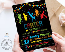 Load image into Gallery viewer, Vibrant Neon Hip Hop Dance Birthday Party Invitation Editable Template - Digital Printable Files - Instant Download - DP3