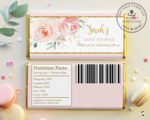 Load image into Gallery viewer, Chic Blush Floral Chocolate Bar Wrapper Aldi Hershey&#39;s Editable Templates - Digital Printable File - Instant Download - PK5