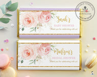 Chic Blush Floral Chocolate Bar Wrapper Aldi Hershey's Editable Templates - Digital Printable File - Instant Download - PK5