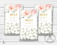 Blush Pink Floral Tic Tac Favor Mint To Be Sticker Label Editable Template - Digital Printable File - Instant Download - PK5