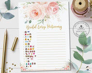 Chic Blush Pink Floral Emoji Pictionary Bridal Shower Game - Instant Download - Digital Printable File - PK5