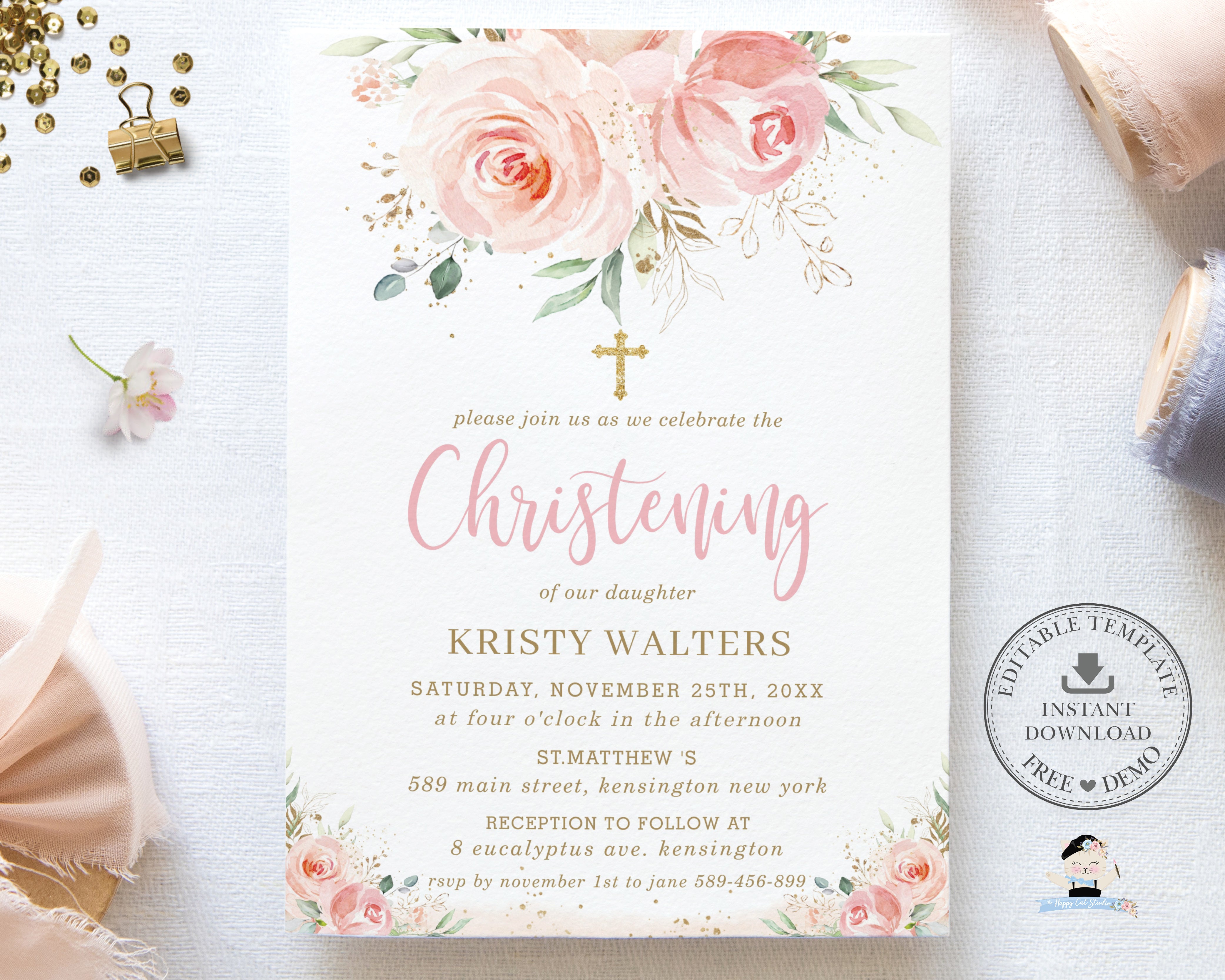 Printable Invitations Christening