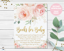 Load image into Gallery viewer, Blush Pink Floral Bring a Book Instead of a Card Insert - Instant Download - Digital Printable File - PK5