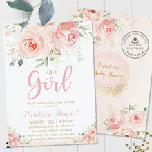 Load image into Gallery viewer, Elegant Blush Pink Floral Gold Baby Shower Invitation Editable Template - Digital Printable File - Instant Download - PK5