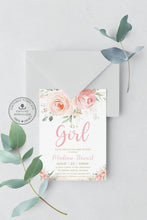 Load image into Gallery viewer, Elegant Blush Pink Floral Gold Baby Shower Invitation Editable Template - Digital Printable File - Instant Download - PK5