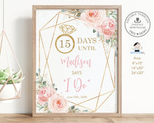 Load image into Gallery viewer, Chic Blush Pink Floral Wedding Countdown Sign Editable Template - Digital Printable File - Instant Download - PK5