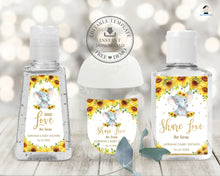 Load image into Gallery viewer, Chic Sunflower Floral Elephant Hand Sanitizer Lotion Favor Labels Stickers Editable Template - Digital Printable File - Instant Download - EP8