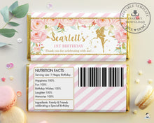 Load image into Gallery viewer, Chic Fairy Blush Pink Floral Chocolate Bar Wrapper for Aldi and Hershey&#39;s Editable Template - Digital Printable File - Instant Download - FF1