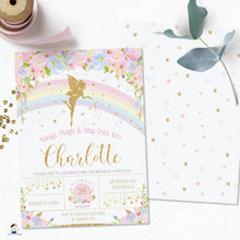 Load image into Gallery viewer, Pink Floral Rainbow Fairy Birthday Invitation Editable Template - Instant Download - Digital Printable File - FF5