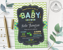 Load image into Gallery viewer, Cute Frogs Baby Shower Boy Gender Neutral Green Invitation - Editable Template - Digital Printable File Instant Download - FR2