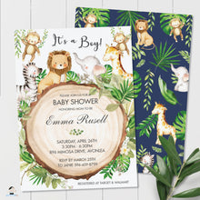 Load image into Gallery viewer, Greenery Cute Jungle Animals Baby Shower Invitation - Editable Template - Digital Printable File - Instant Download - JA1