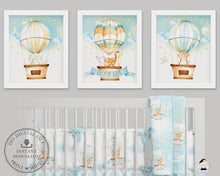 Load image into Gallery viewer, Set of 3 Whimsical Hot Air Balloon Baby Animals Nursery Wall Art - 16&quot;x20&quot; - INSTANT DOWNLOAD - HB5
