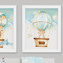 Load image into Gallery viewer, Set of 3 Whimsical Hot Air Balloon Baby Animals Nursery Wall Art - 16&quot;x20&quot; - INSTANT DOWNLOAD - HB5