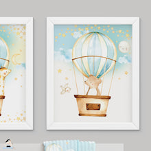 Load image into Gallery viewer, Set of 3 Whimsical Hot Air Balloon Cute Baby Animals Nursery Wall Art - 16&quot;x20&quot; - INSTANT DOWNLOAD - HB5
