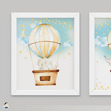 Load image into Gallery viewer, Set of 3 Whimsical Hot Air Balloon Cute Baby Animals Nursery Wall Art - 16&quot;x20&quot; - INSTANT DOWNLOAD - HB5