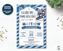 Load image into Gallery viewer, Blue Hockey Ice Skating Lace Up Your Skates Birthday Invitation Editable Template - Digital Printable File - Instant Download - HK1