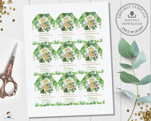 Load image into Gallery viewer, Tropical Greenery Jungle Animals Birthday Baby Shower Favor Tags - Editable Template - Digital Printable File - Instant Download - JA7