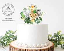 Load image into Gallery viewer, Jungle Animals Greenery Birthday Baby Shower Cake Topper Digital Printable File - Instant Download - JA7