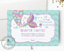 Load image into Gallery viewer, Whimsical Mermaid Tail Diaper Raffle Ticket Insert - Instant Download - Digital Printable File - MT3
