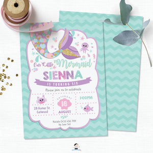 Whimsical Mermaid Tail Birthday Party Invitation Editable Template - Instant Download - Digital Printable File - MT3