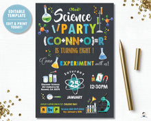 Load image into Gallery viewer, Mad Science Birthday Party Chalkboard Boy Invitation Editable Template - Instant Download - SC2