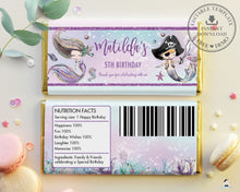 Load image into Gallery viewer, Mermaid and Pirate Twins Siblings Birthday Chocolate Bar Wrapper Aldi Hersheys Editable Template - Instant Download - Digital Printable File - MT2