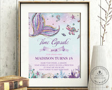 Load image into Gallery viewer, Whimsical Mermaid Time Capsule Sign Editable Template and Message Cards Instant Download - Digital Printable File - MT2