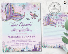 Load image into Gallery viewer, Whimsical Mermaid Time Capsule Sign Editable Template and Message Cards Instant Download - Digital Printable File - MT2