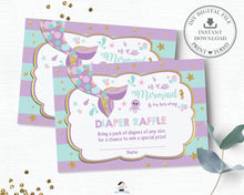 Load image into Gallery viewer, Chic Mermaid Tail Under the Sea Diaper Raffle Ticket Insert Card - Instant Download - Digital Printable File - MT1
