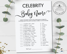 Load image into Gallery viewer, Minimalist Typography Modern Celebrity Baby Name Baby Shower Game Digital Printable File - Instant Download - MN1