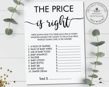 Load image into Gallery viewer, Minimalist Typography Modern The Price is Right Baby Shower Game - Editable Template - Digital Printable File - Instant Download - MN1